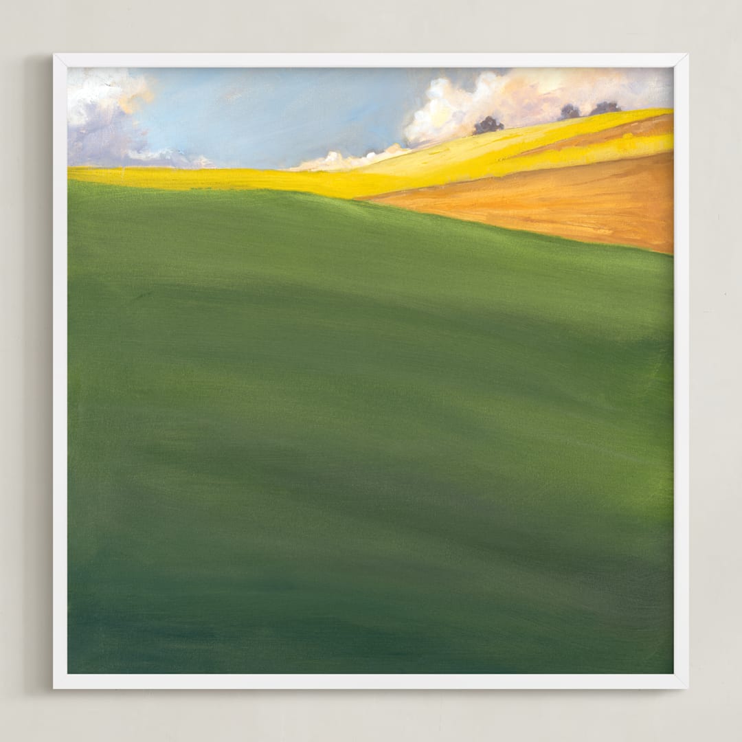 "September Hill" - Art Print in Rich Green by Stephanie Goos Johnson - Framed