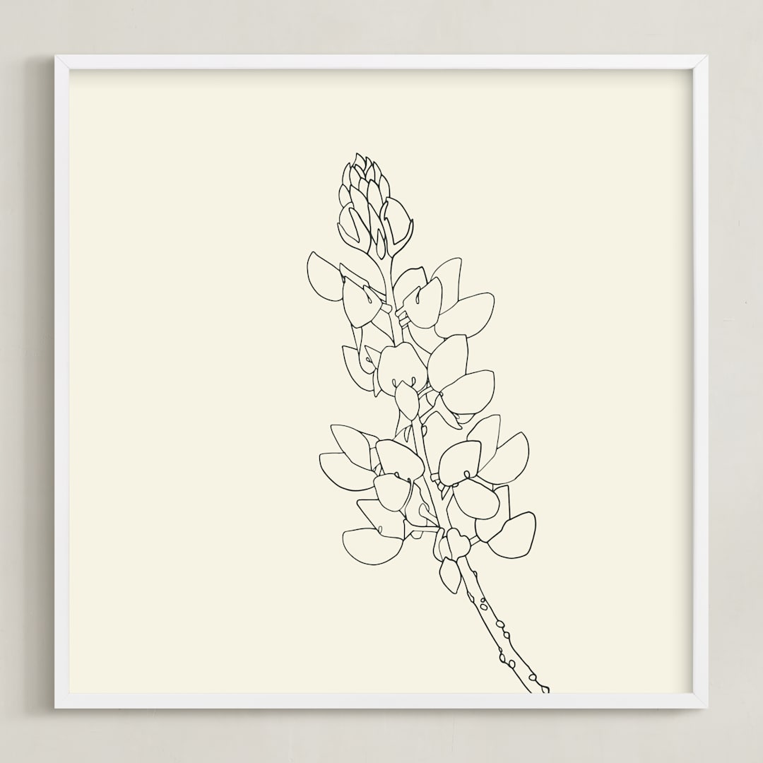 "Lupine" - Art Print in charcoal on ivory by Jorey Hurley - Framed