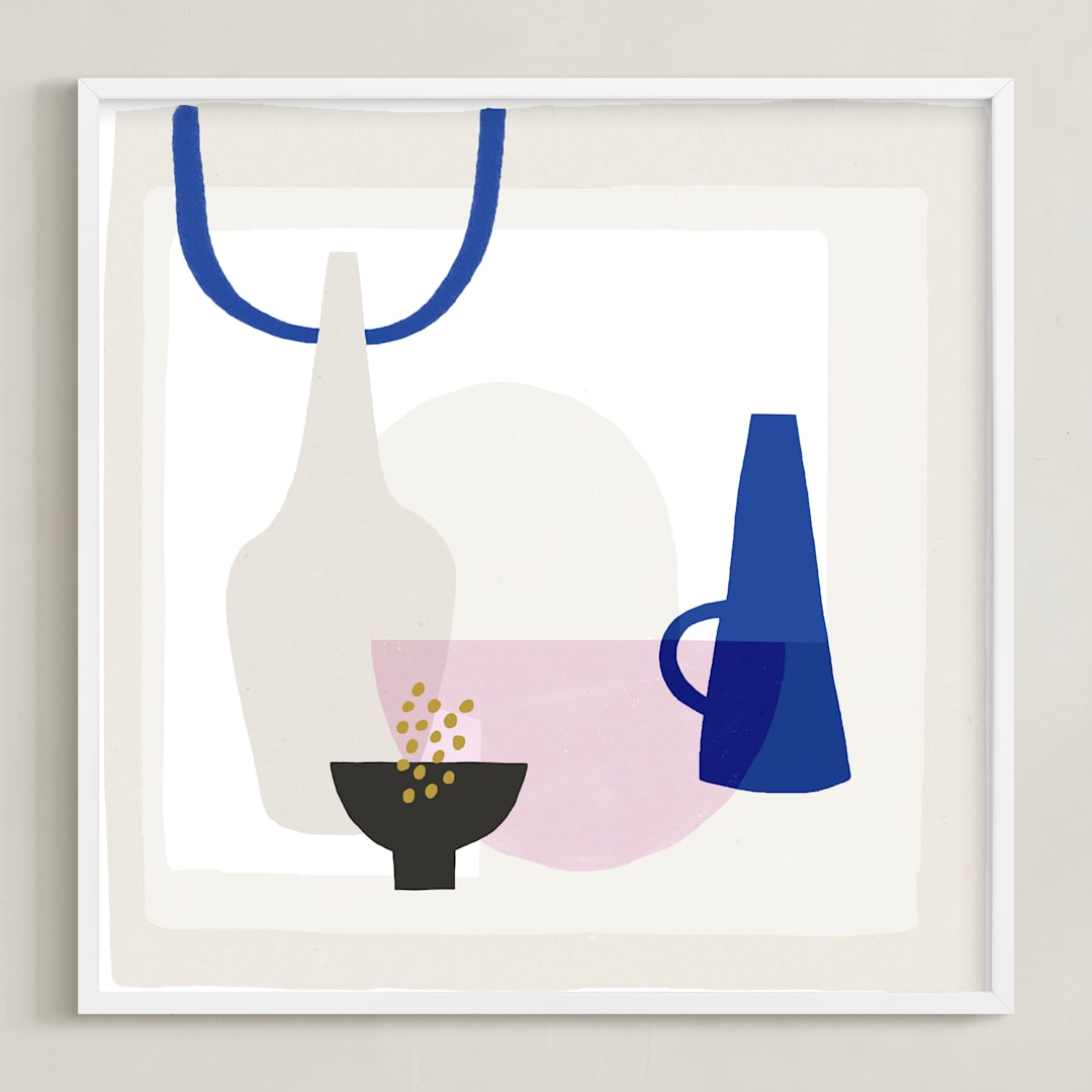 "Surface Study 1" - Art Print in Grecian blue by Francesca Iannaccone - Framed