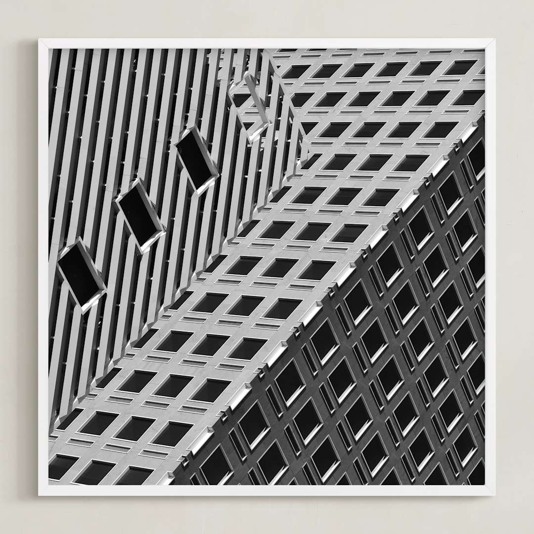 "Squares and Lines" - Art Print in Urban Grey by Brian Collins - Framed