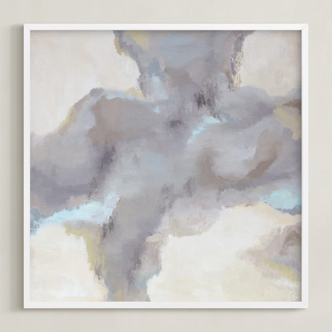 "Cloud View" - Art Print in Taupes, Greys and Blues by Owen Design Studio - Framed