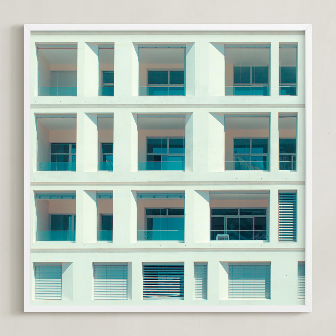 "french squares" - Art Print in Blue White by Jacob Loafman - Framed