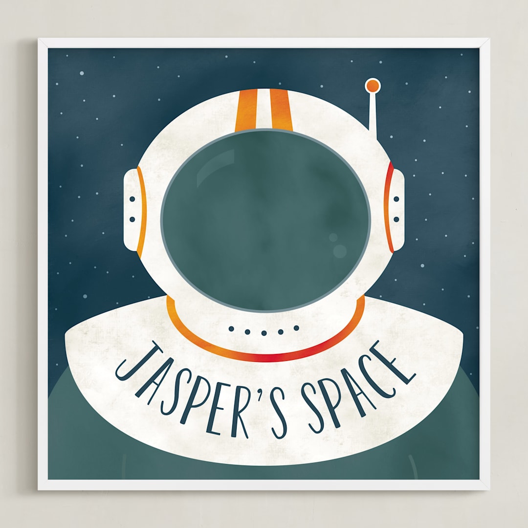 "Space to Explore" - Personalized Art Print in Galaxy by Heather Schertzer - Framed