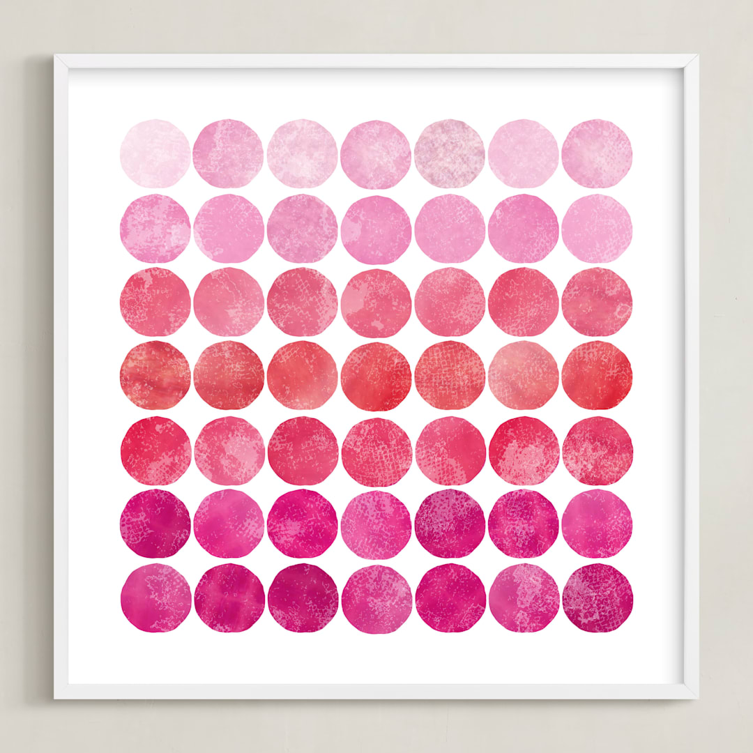 "Circles" - Art Print in Pinks by Christine Copeland - Framed