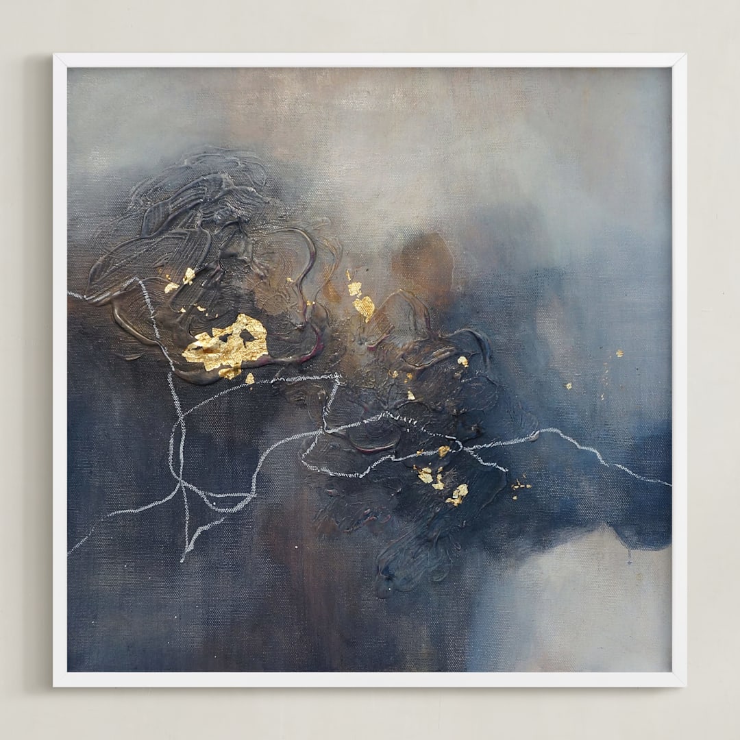 "Oh Susy" - Art Print in Slate Blue by Christine Olmstead - Framed