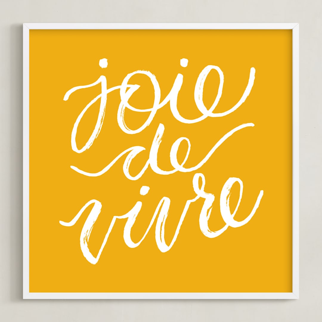 "joie de vivre lettering" - Art Print in Honey Bee by Sam Dubeau - Framed