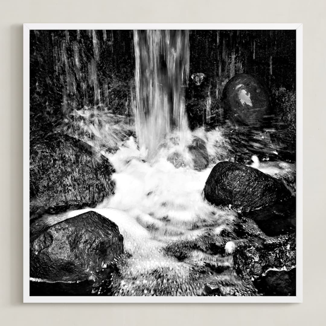 "Water and stones" - Art Print in Black and white by NSMARK - Framed