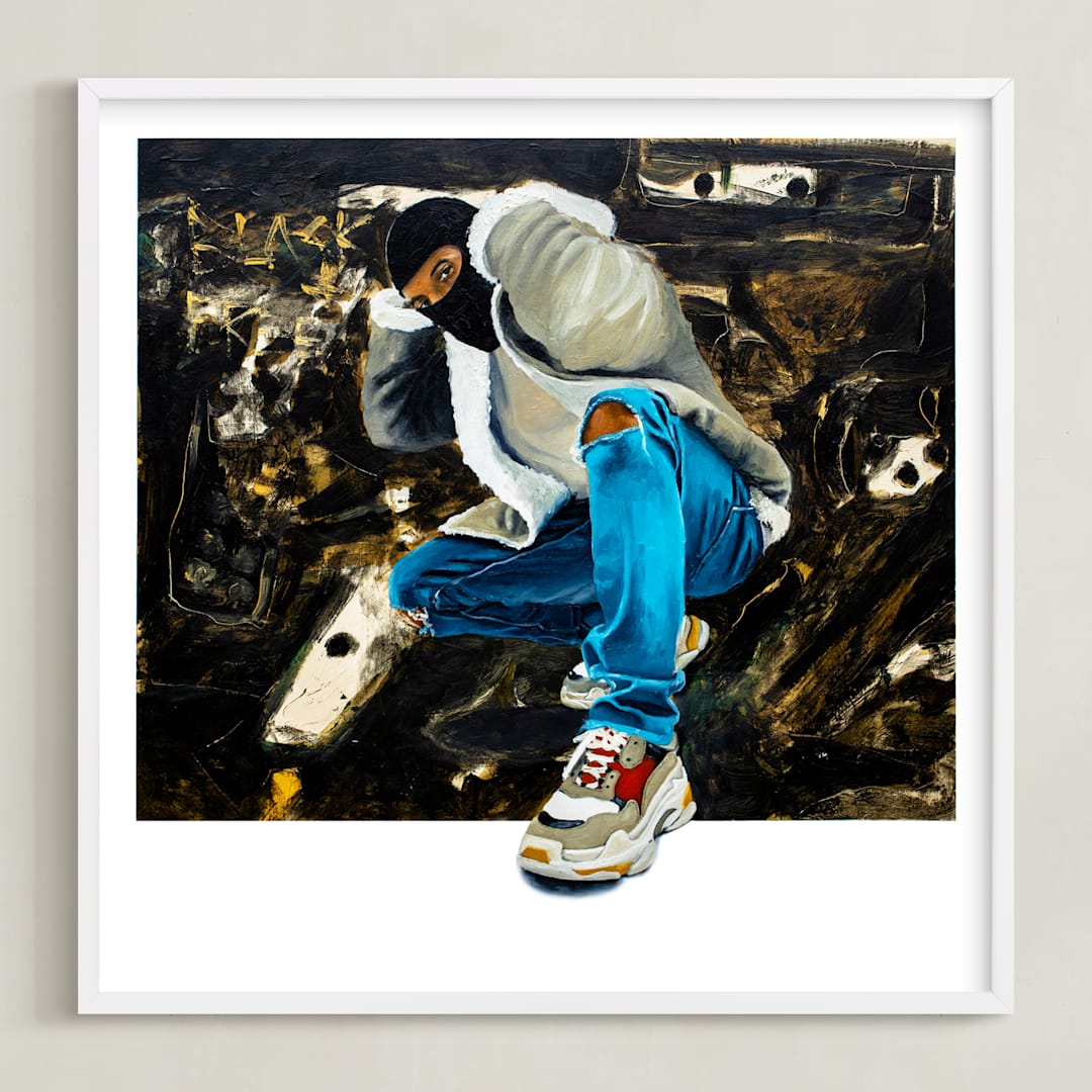 "Black & Free" - Art Print in SPACIOUS PLAIN by Curtis Newkirk - Framed