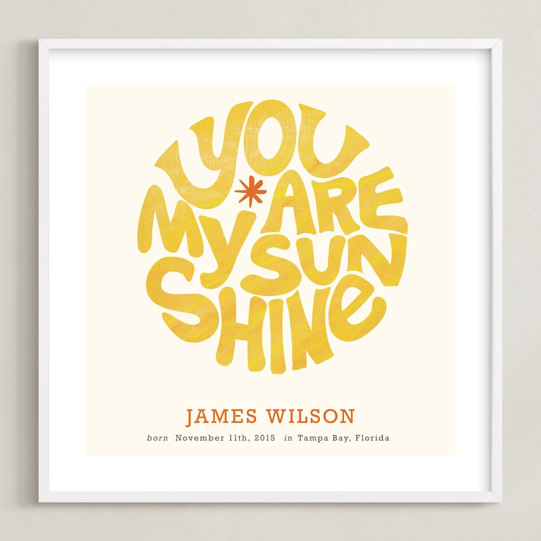 "Forever Sunshine" - Personalized Art Print in Goldenrod by Carrie ONeal - Framed
