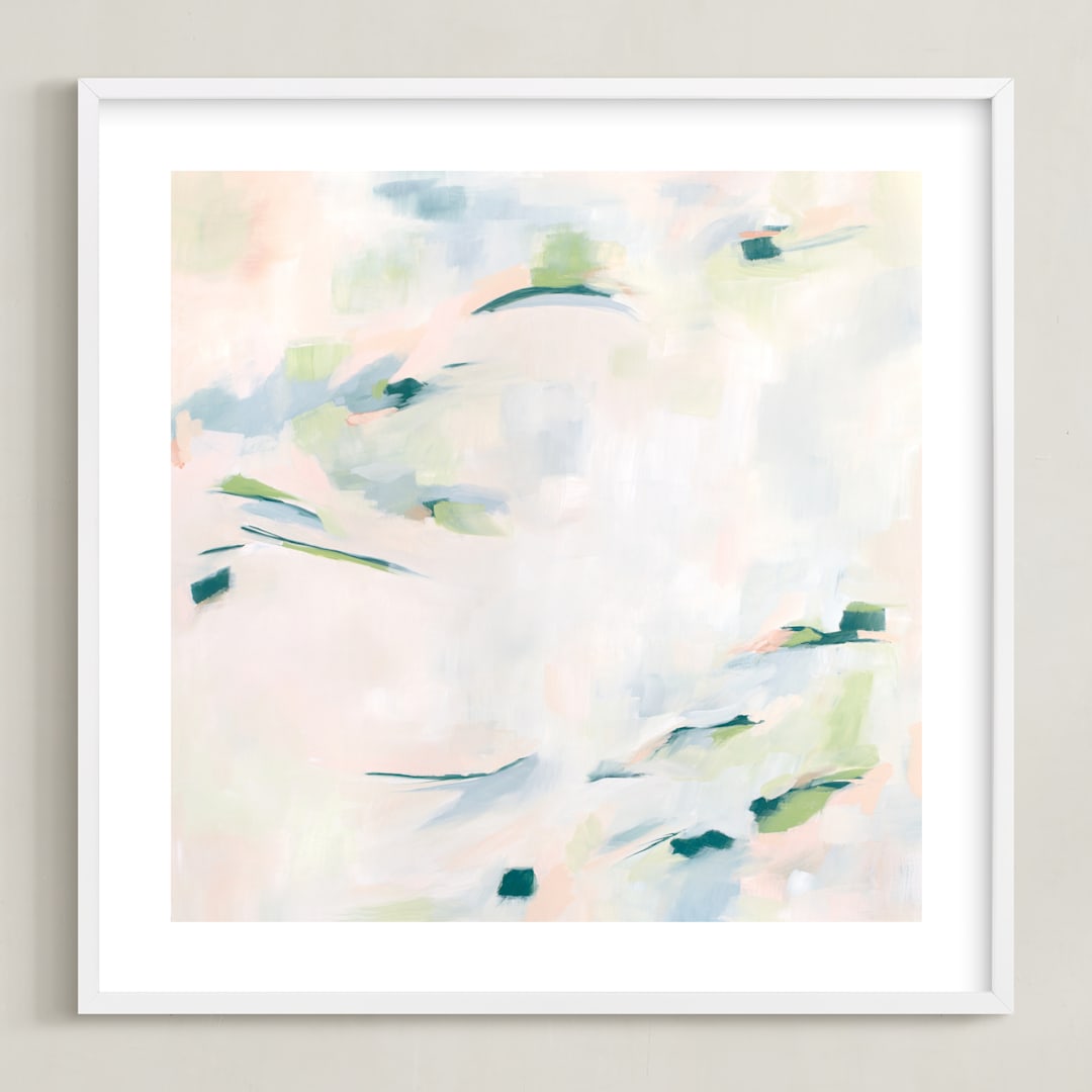 "Easy Peasy Lemon Squeezy" - Art Print in Smoky Blue by Michelle Boyd - Framed