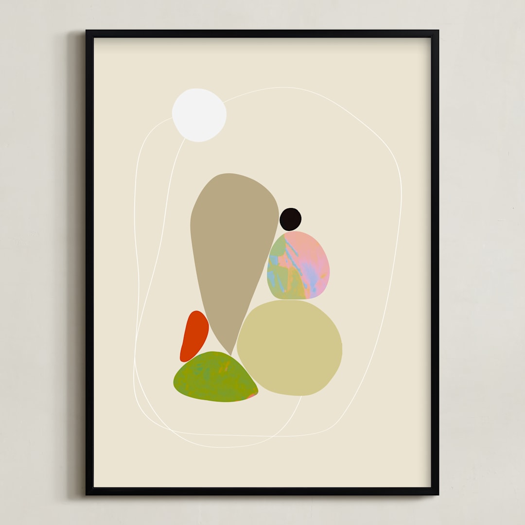 "Poetic Shapes 1" - Art Print in Fresh Linen by Dominique Vari - Framed