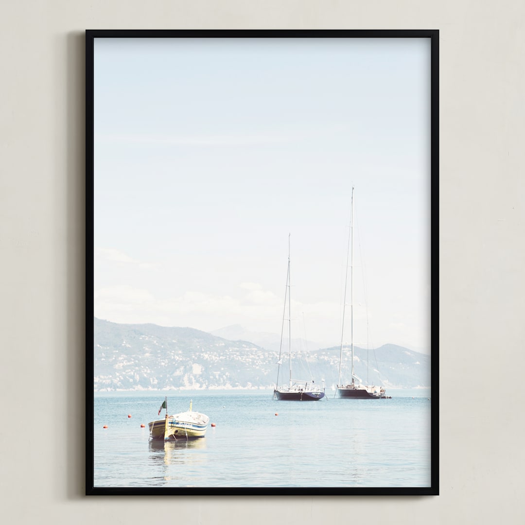 "Portofino Afternoon" - Art Print in Sky by Three Kisses Studio - Framed