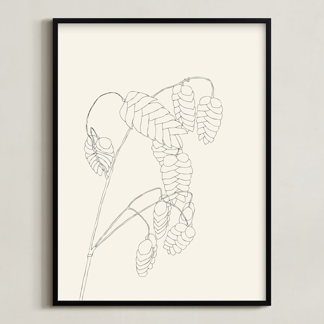"Grass With Seeds" - Art Print in Black On White by Jorey Hurley - Framed