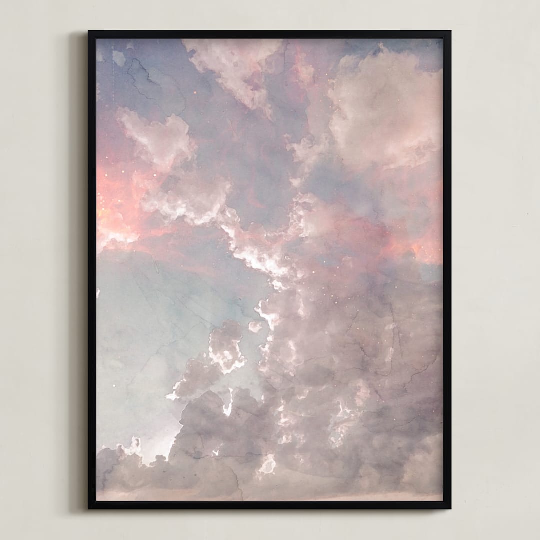 "Candy Sky" - Art Print in Airy Blue by Emanuela Carratoni - Framed