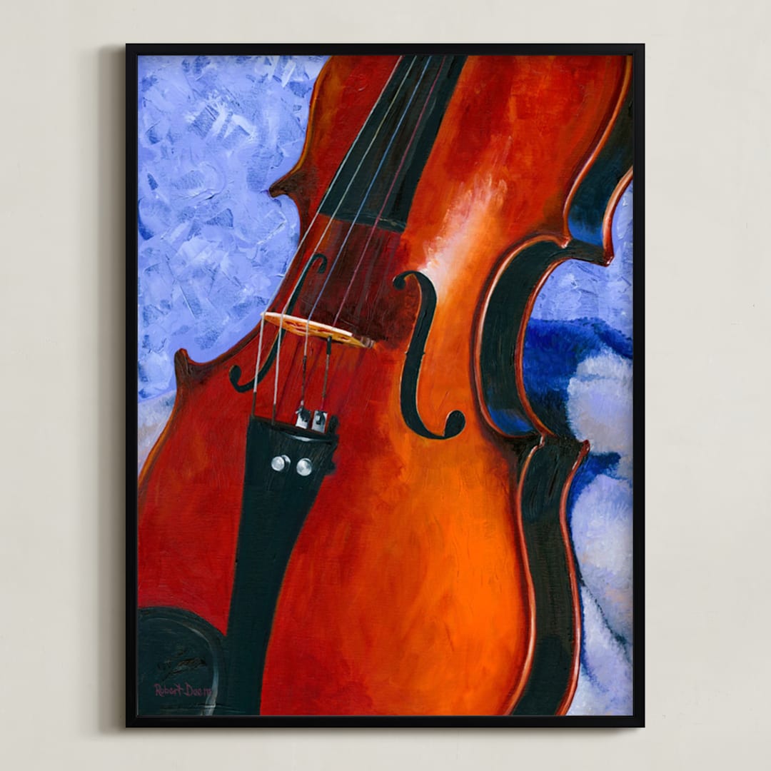"Grandfather's Violin" - Art Print in Violin Brown by Robert Deem - Framed