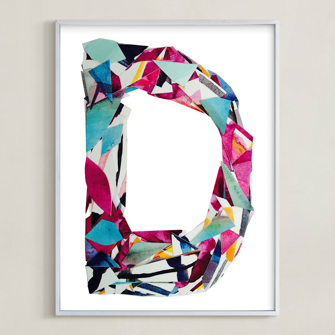 "Collage letter D" - Art Print in Deep pink by Kiana Lee - Framed