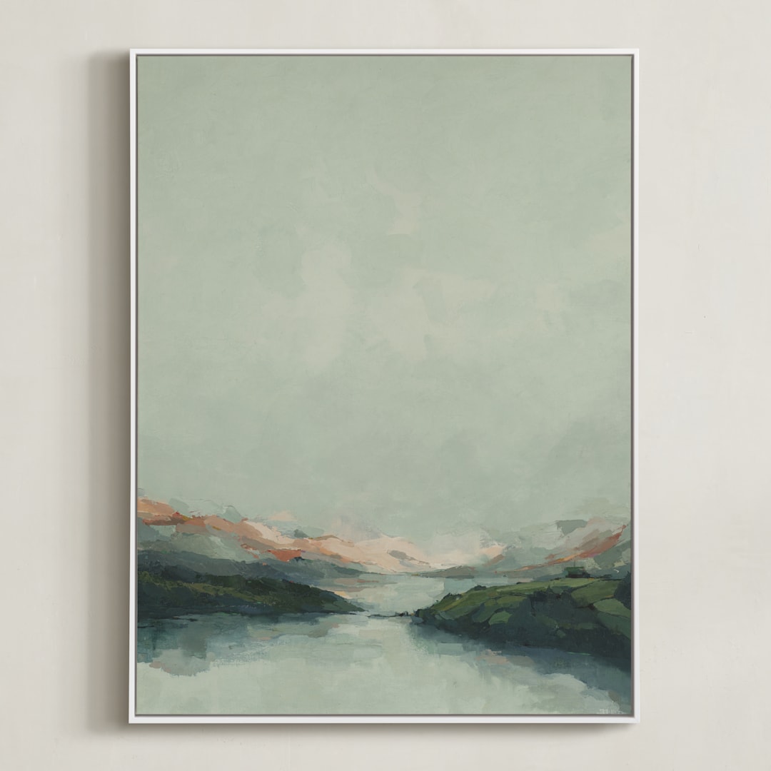 "Waterton Glacier" - Art Print in Mint by Wendy Keller - Framed Canvas