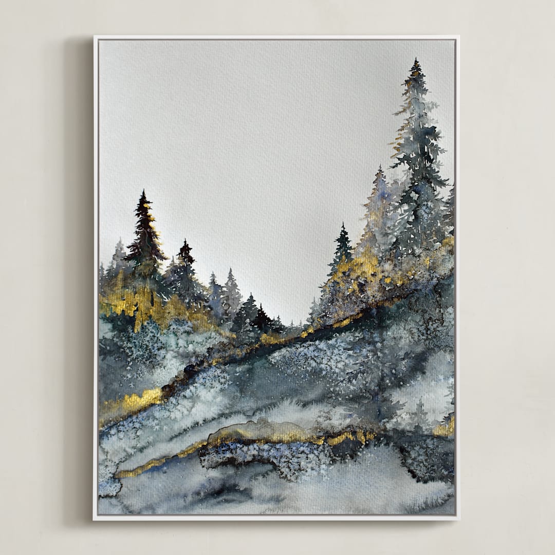 "Blue Forest" - Art Print in Gilded by Katy Abraham - Framed Canvas