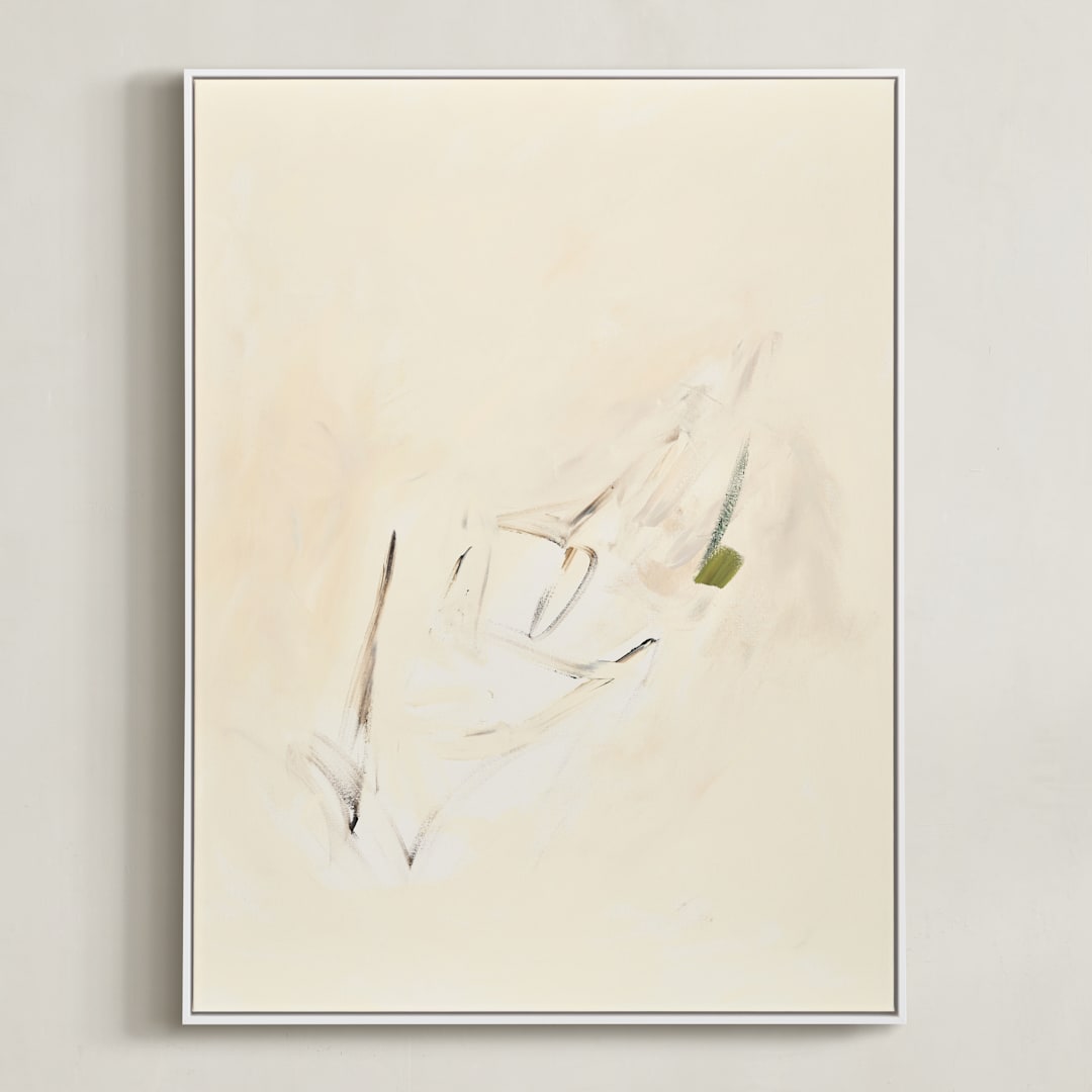 "Spring Abstract Diptych II" - Art Print in Cream by Caryn Owen - Framed Canvas