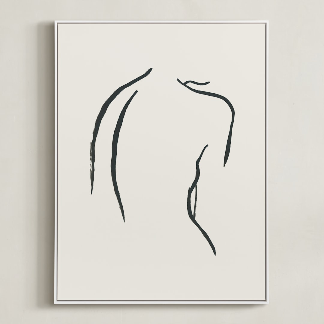 "Figure Study I" - Art Print in Creamy White by Chelsea Petaja - Framed Canvas