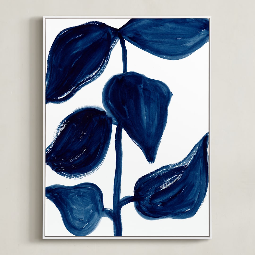 "Indigo Plant" - Art Print in Indigo Blue by flvx studio - Framed Canvas