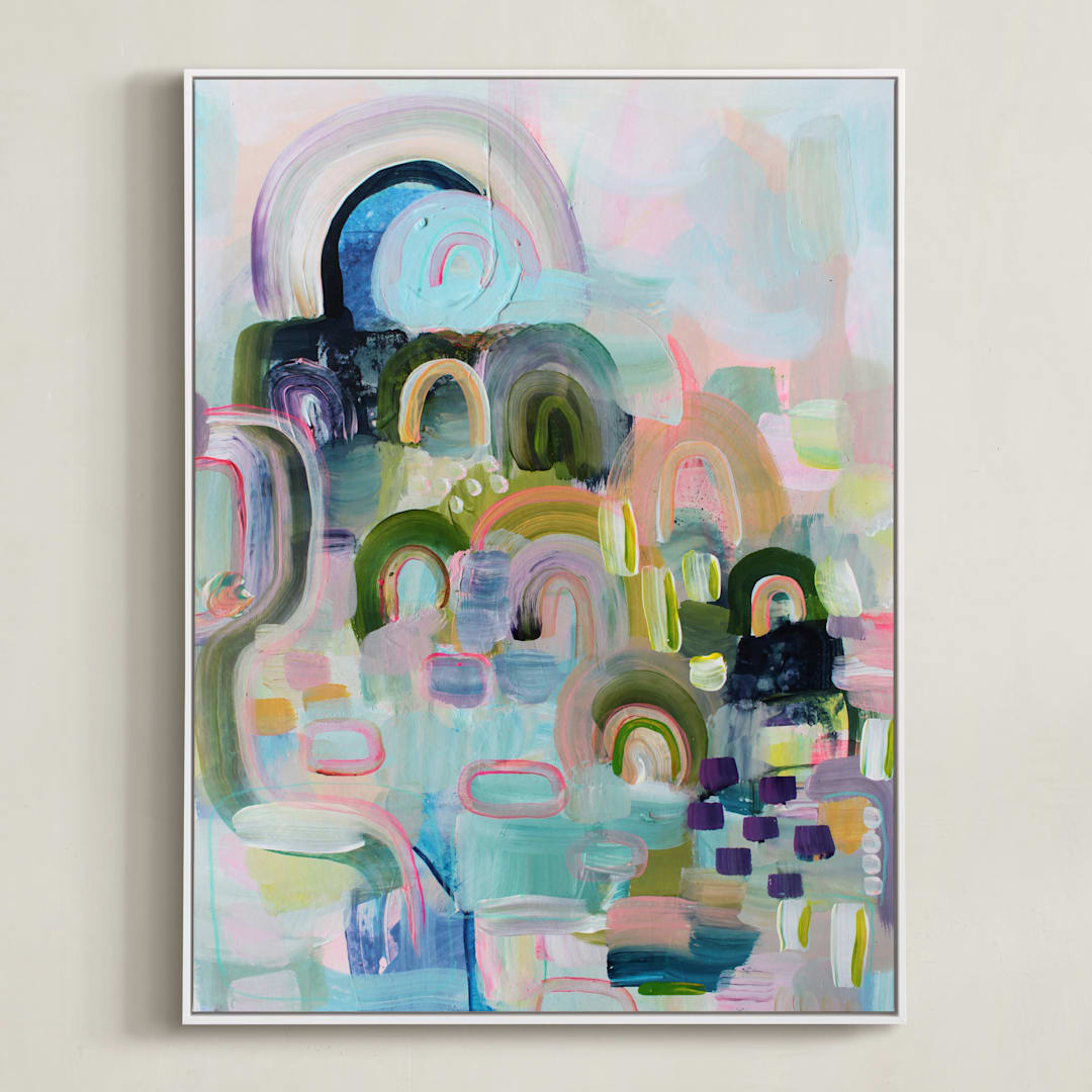 "Let's Play I" - Art Print in mint robins egg by Synnöve Seidman - Framed Canvas