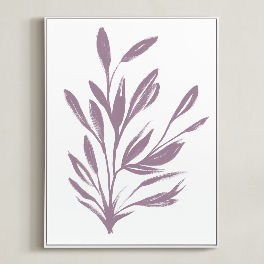 "Botanical Sumi Ink" - Art Print in Light Plum by Nancy Noreth - Framed Canvas