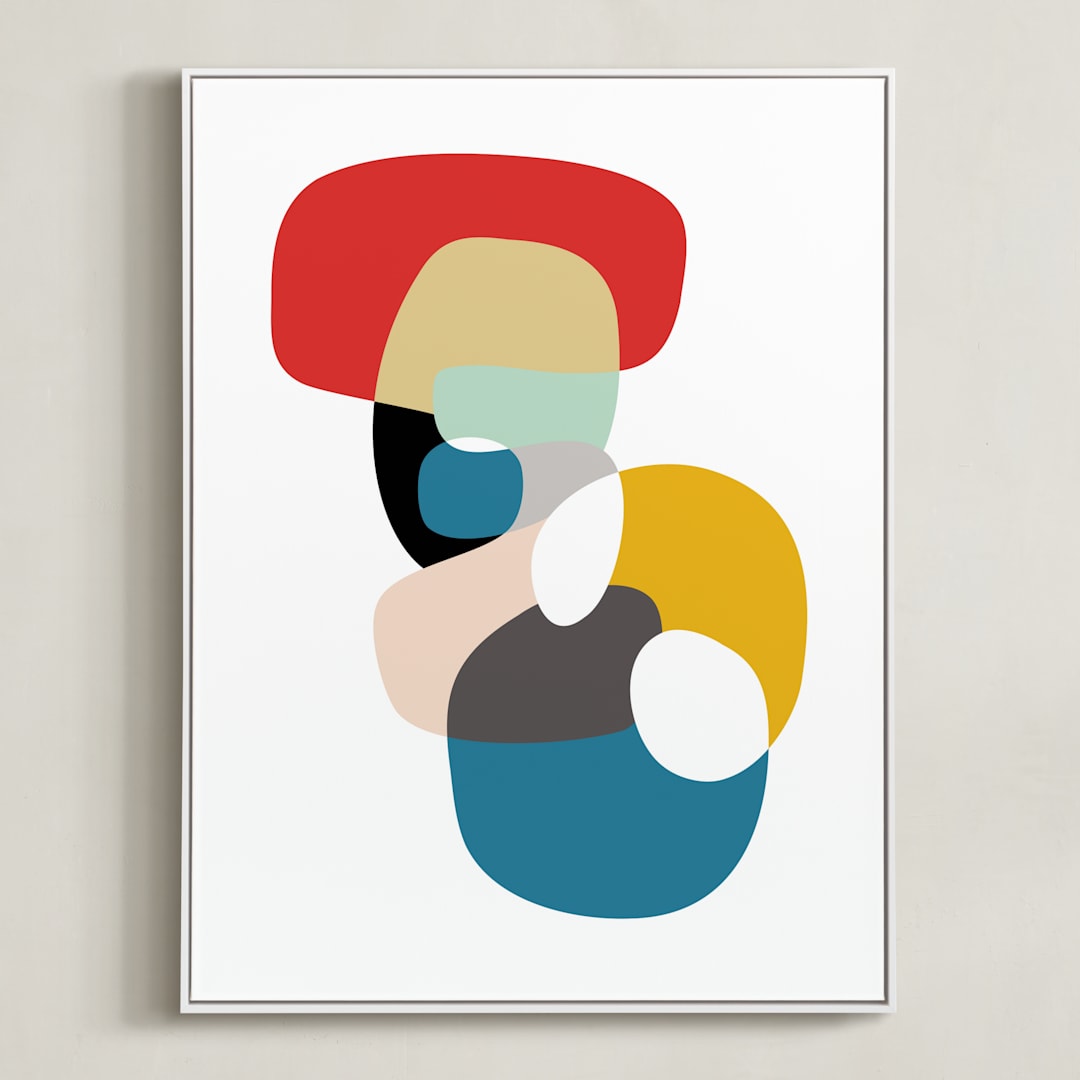 "Off the Coast On the Shore" - Art Print in Cerulean by Christina Flowers - Framed Canvas