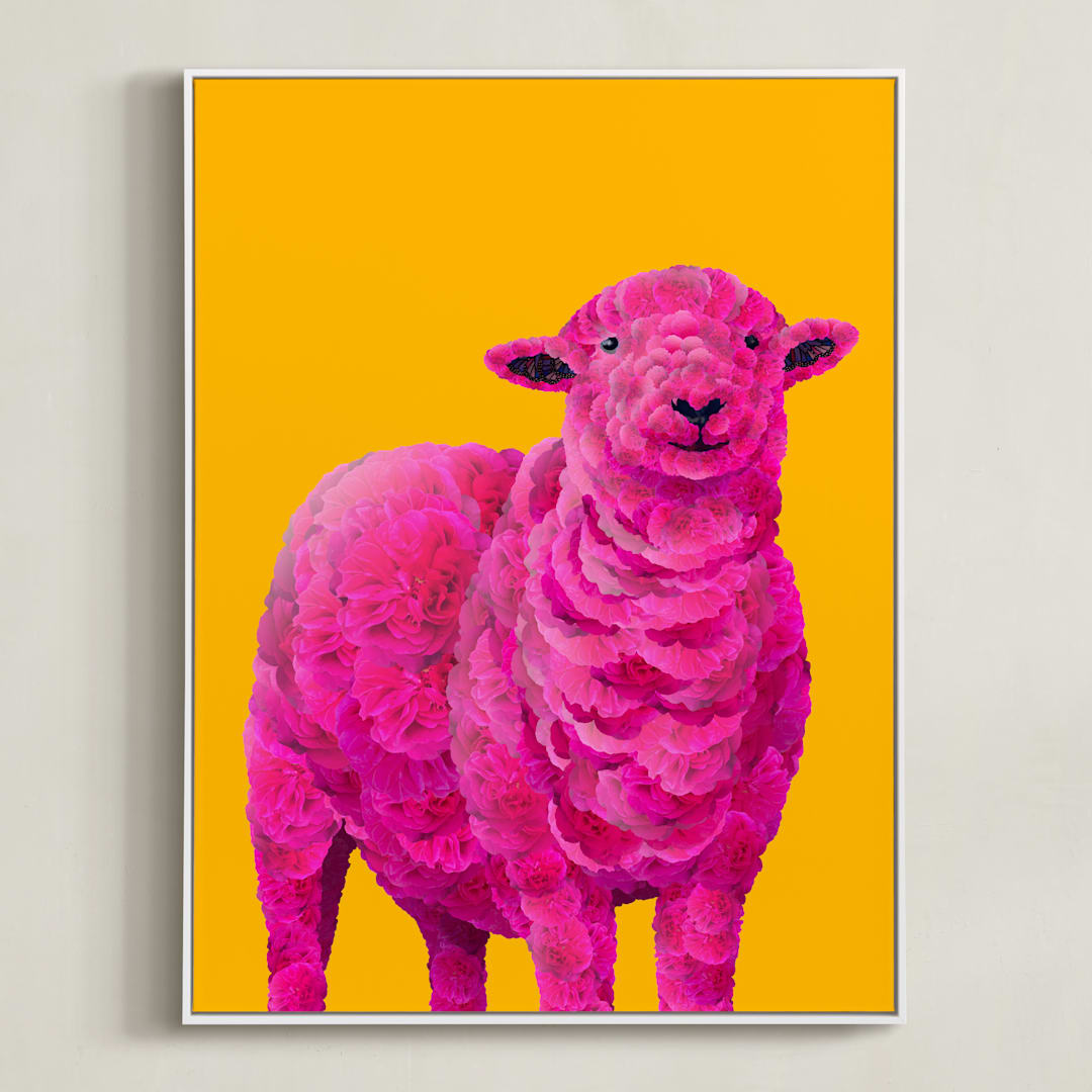 "Fiona" - Art Print in Mustard Yellow by Laura Gatewood - Framed Canvas