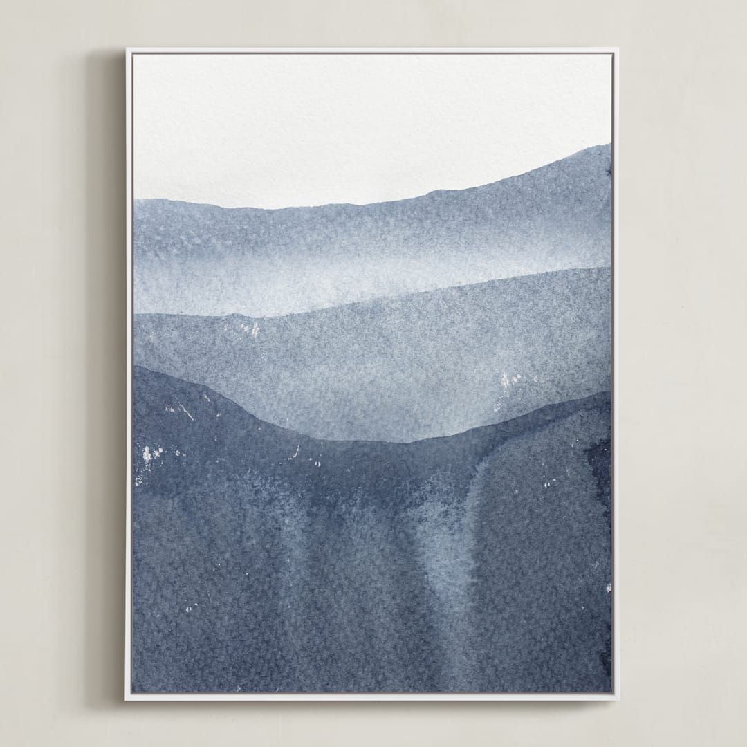 "Sacred Beginning No. 2" - Art Print in Indigo by Julia Contacessi - Framed Canvas