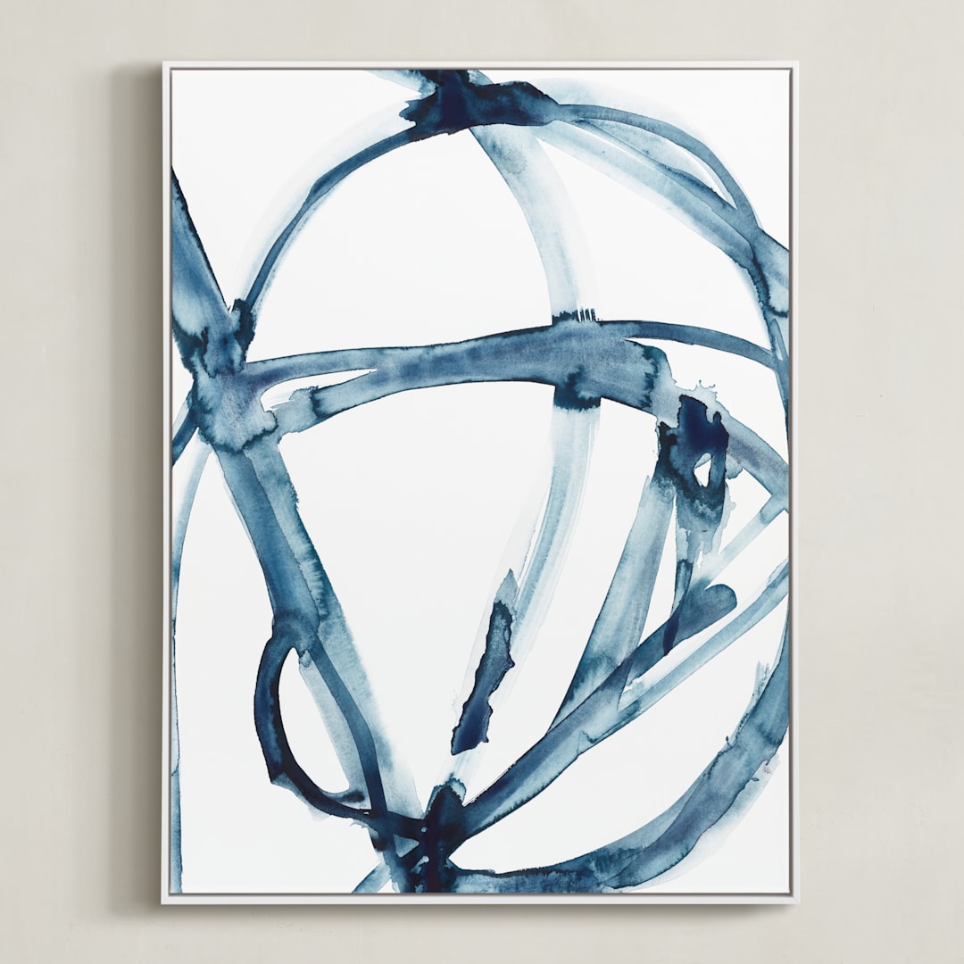 "Indigo Plant Cell" - Art Print in Indigo Blue by Mary Gaspar - Framed Canvas