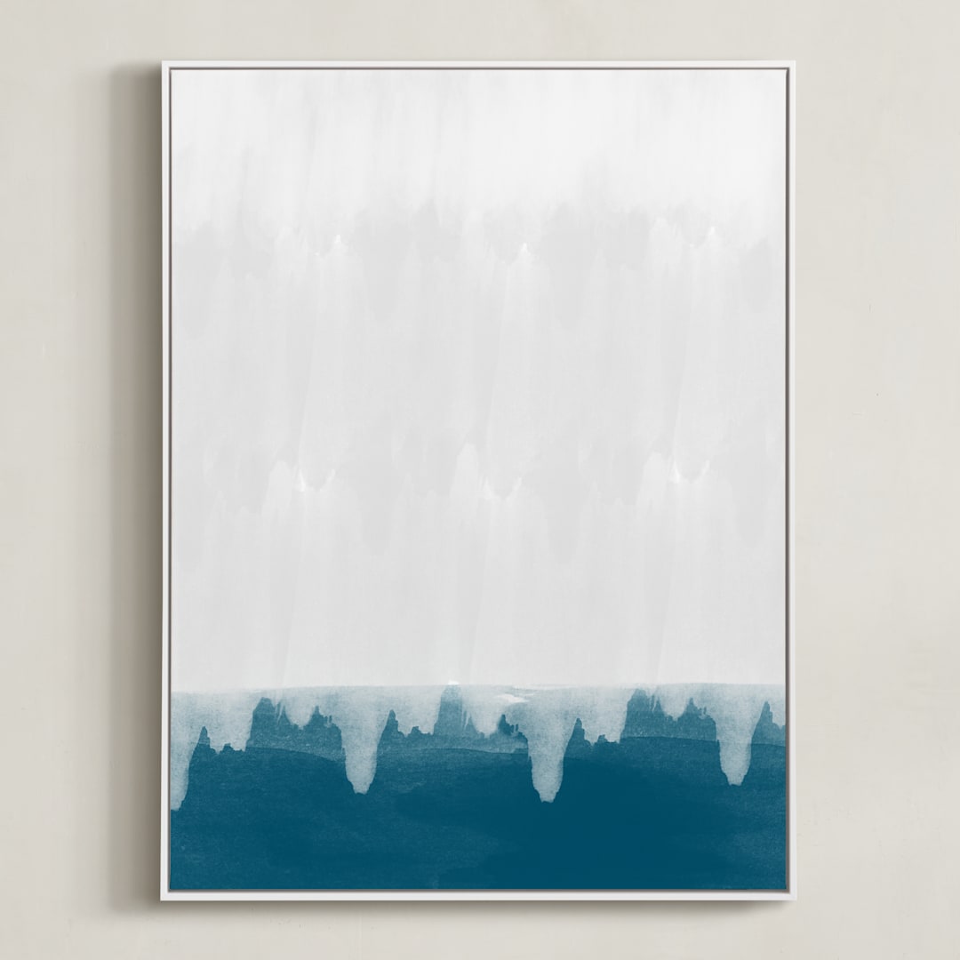 "Rain Storm I" - Art Print in Emerald Green by Deb Presutto - Framed Canvas