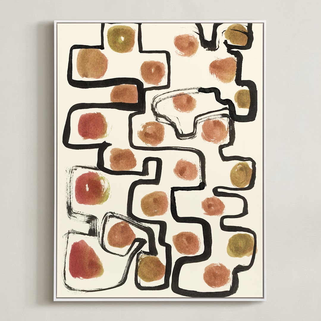 "Plainful" - Art Print in papaya by Bethania Lima - Framed Canvas