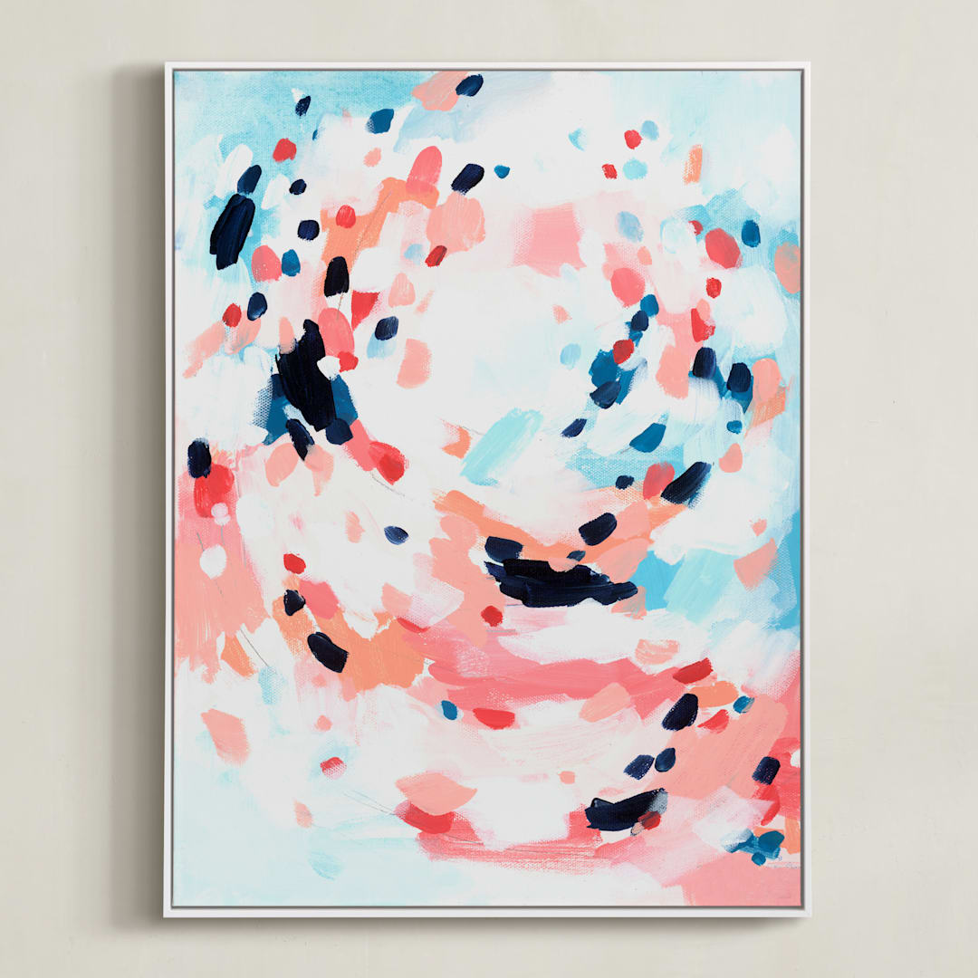 "Grapefruity" - Art Print in Coral by Katie Craig - Framed Canvas