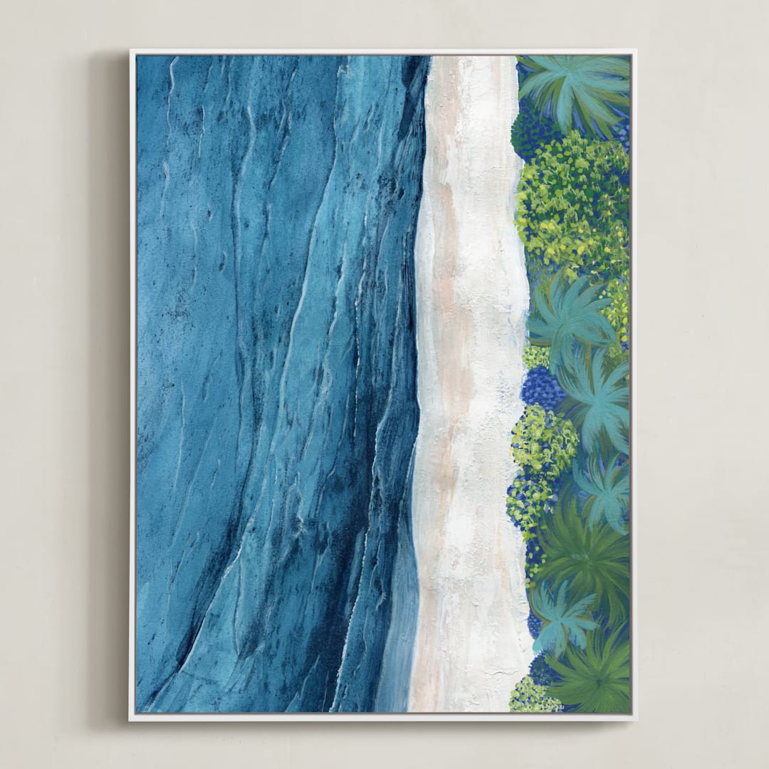 "Indigo Sea" - Art Print in Indigo Sea Blue by Denise Wong - Framed Canvas