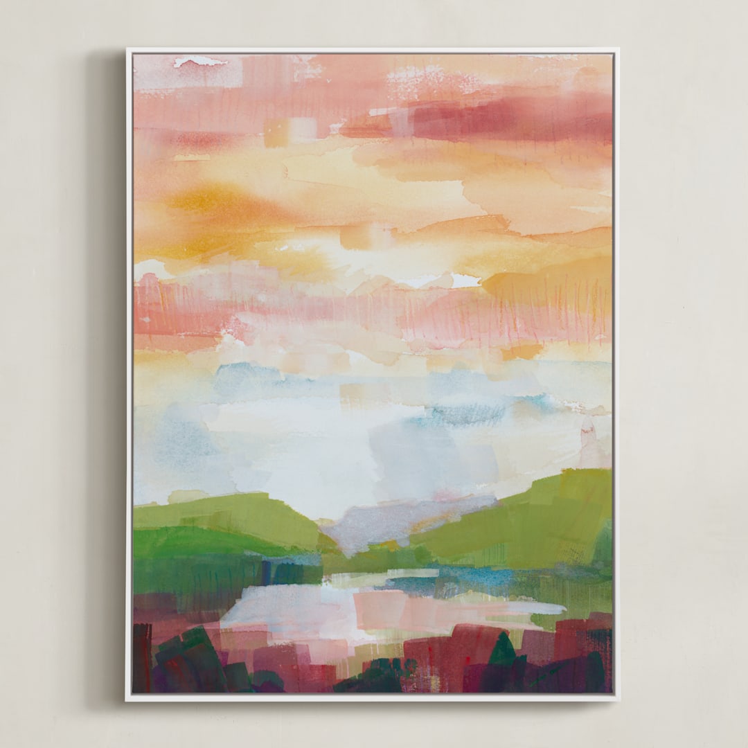 "Leaving Ojai" - Art Print in Vibrant Pink by sue prue - Framed Canvas