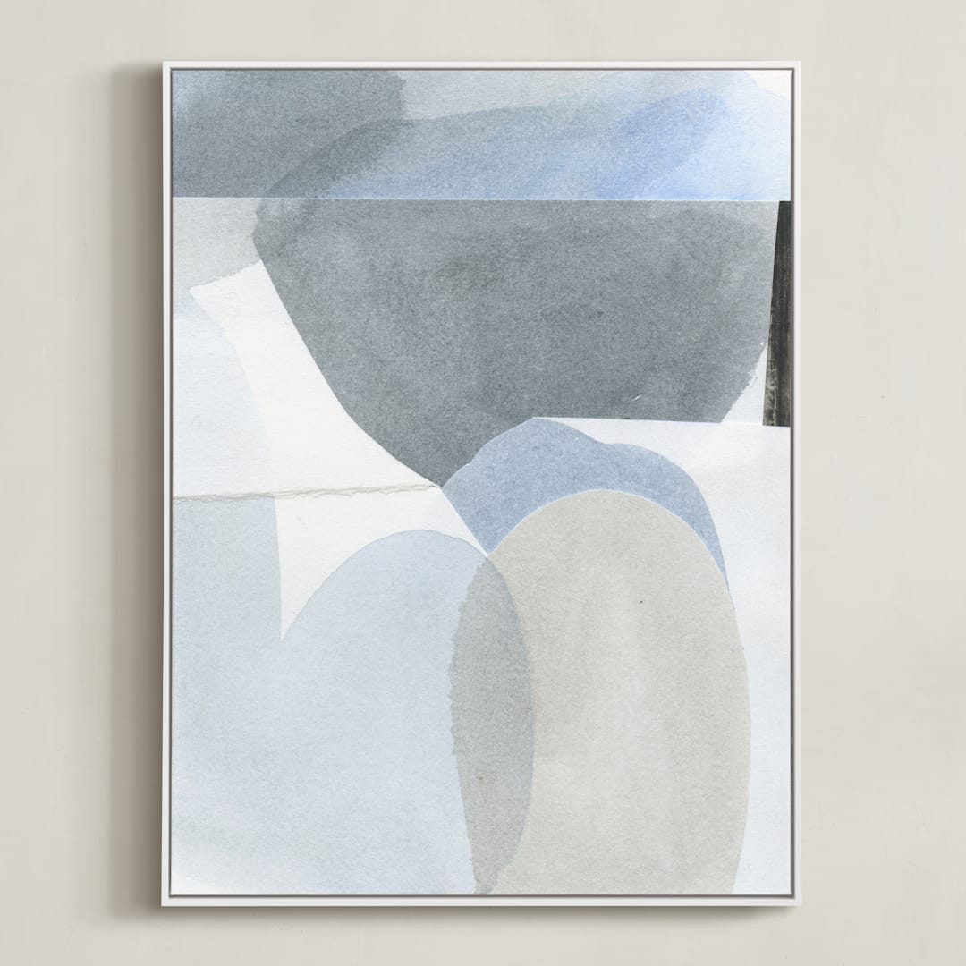 "Construct 3" - Art Print in Soft Blues by Ashleigh Ninos - Framed Canvas