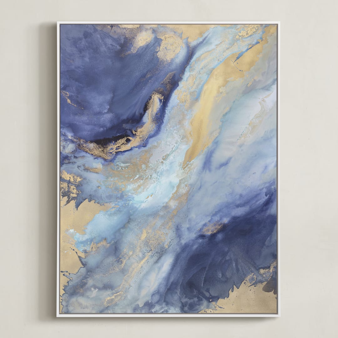 "Olympia Rises" - Art Print in Indigo by Julia Contacessi - Framed Canvas