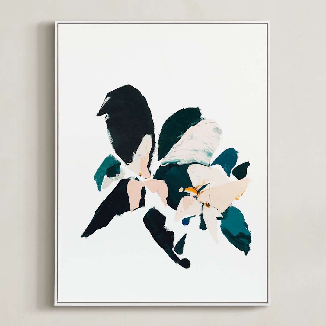 "Botanical Series #4" - Art Print in Dark blue by Caryn Owen - Framed Canvas