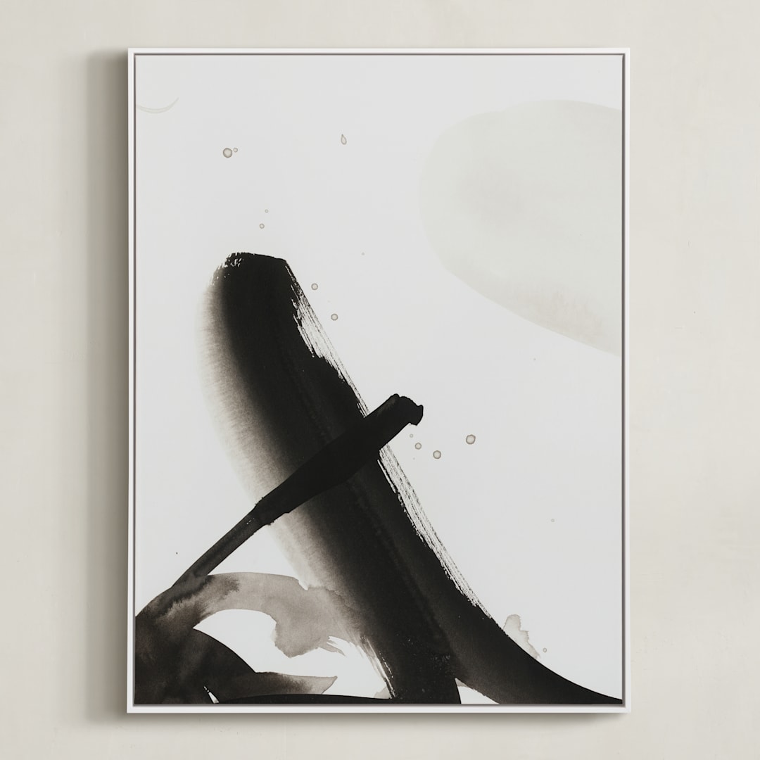 "Playful inks" - Art Print in black and white by Svitlana Martynjuk - Framed Canvas