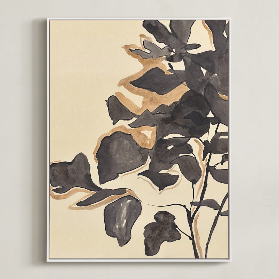 "Young Fig" - Art Print in Cream by Laura Condouris - Framed Canvas