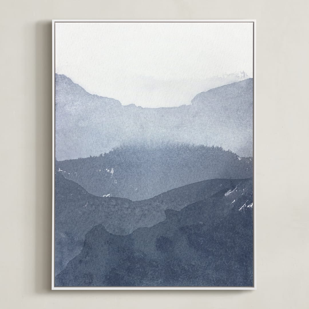 "Sacred Beginning No. 1" - Art Print in Indigo by Julia Contacessi - Framed Canvas