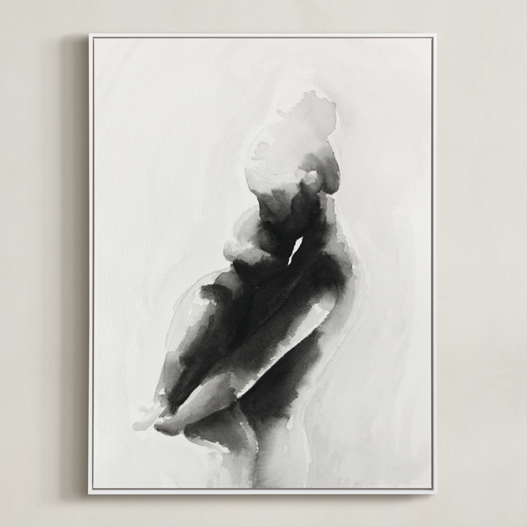 "mother embrace" - Art Print in Black by Kate Ahn - Framed Canvas