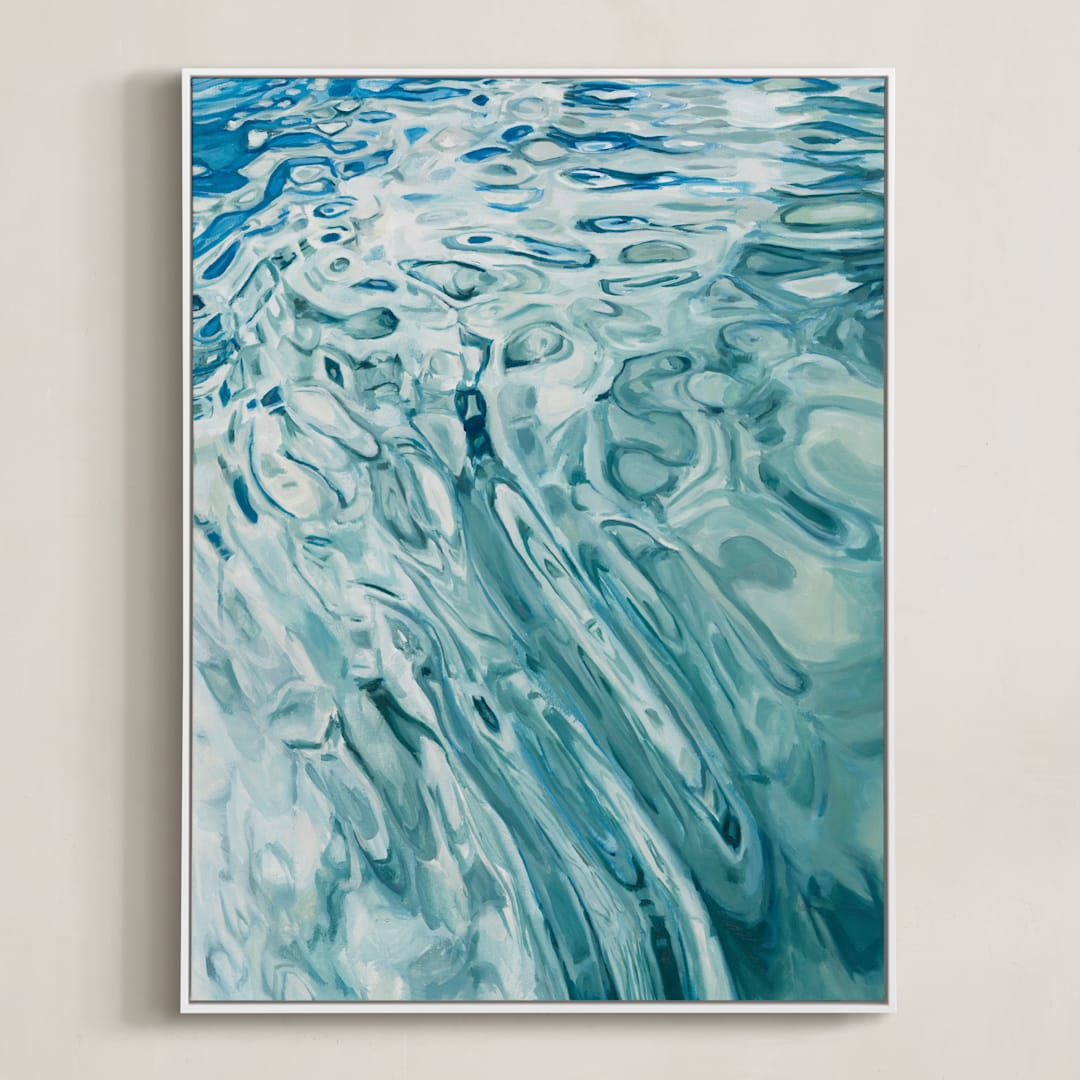 "Slip" - Art Print in Marine Blue by Kelly Johnston - Framed Canvas