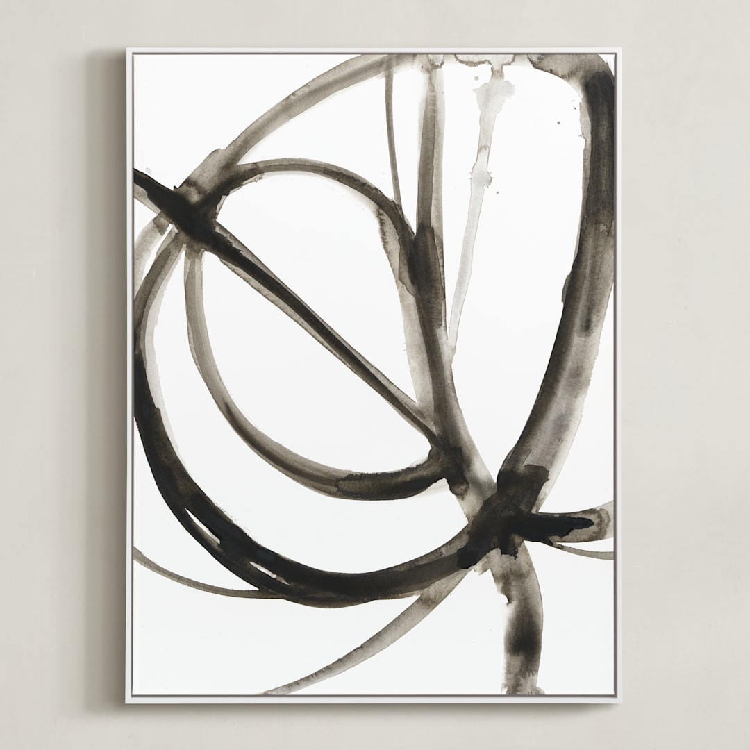 "Plant Cell 6" - Art Print in Charcoal by Mary Gaspar - Framed Canvas
