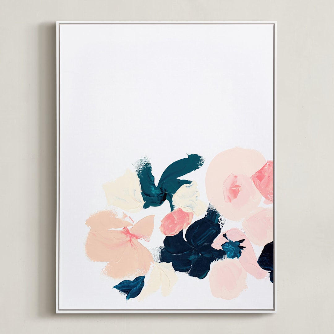 "January Botanical Abstract Print" - Art Print in Blush by Caryn Owen - Framed Canvas