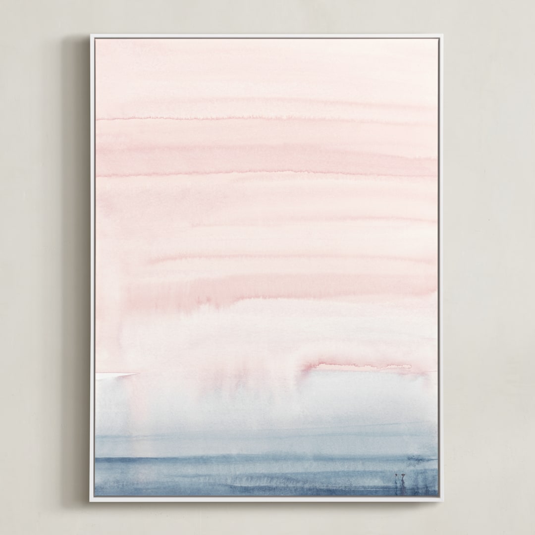 "Cascading Sky" - Art Print in Blush Pink by Little Valley Studio - Framed Canvas