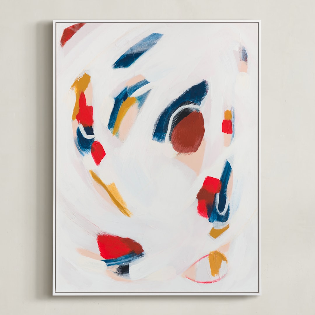 "Backpackers" - Art Print in Red by Mary Gaspar - Framed Canvas
