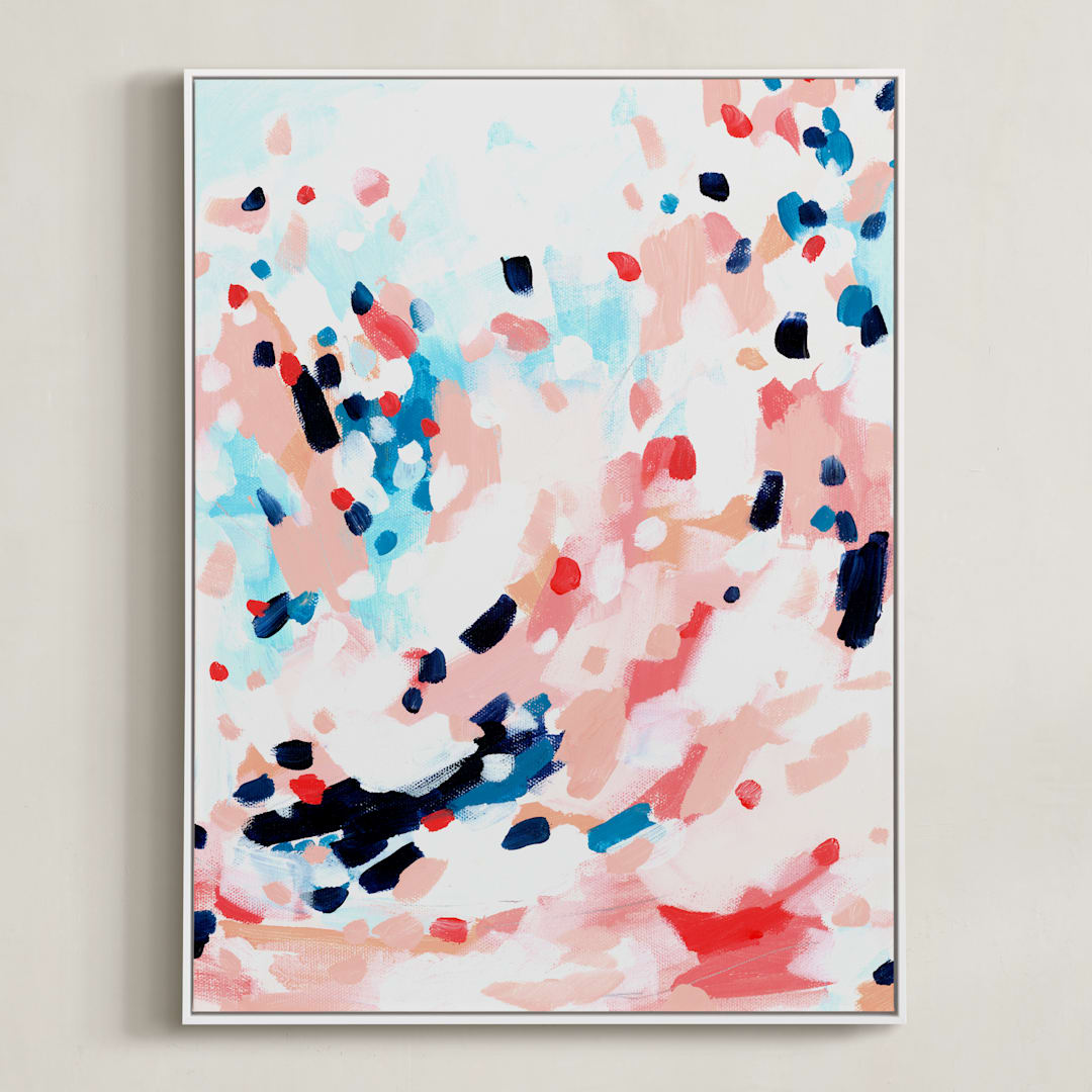 "Grapefruity Too" - Art Print in Coral by Katie Craig - Framed Canvas