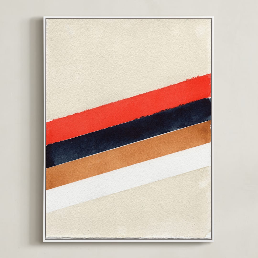 "Retro Stripes" - Art Print in White by Celeste Duffy - Framed Canvas